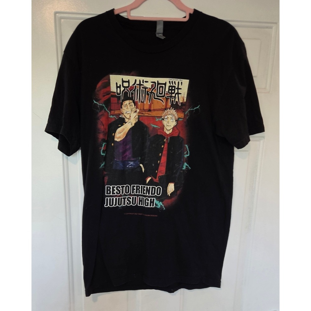 Jujutsu Kaisen Besto Friendo Yuji & Todo Black Graphic T-Shirt Mens Large